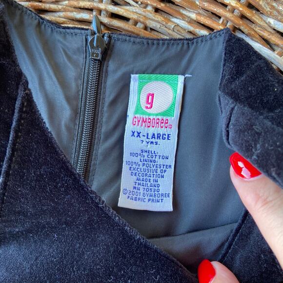 Gymboree Girls Dress Sz 7 Black Velvet Pintuck Jumper Holiday Cheer Vintage‎ XXL - Picture 3 of 6